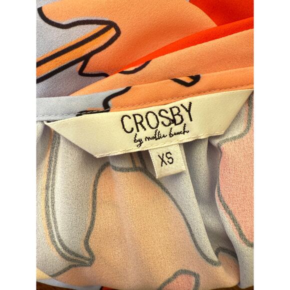 Crosby by Mollie Burch Floral Pop Art Blouse XS Multicolor Poppy Print Button - Picture 2 of 6